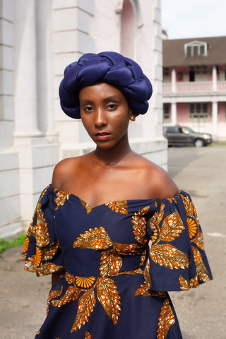 OMOLOLA NAVY BRAIDED TURBAN HEADWRAPS