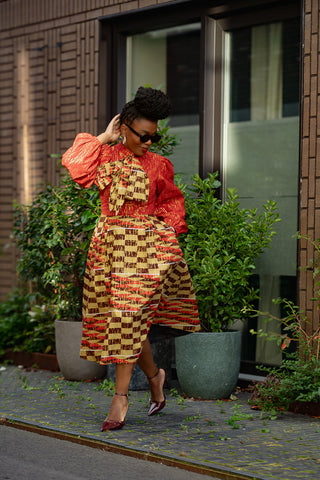 Aiyana Red And Gold Puffy Sleeve