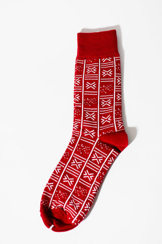 BENIN RED AND WHITE SOCKS UK 4-8/EU 36-41