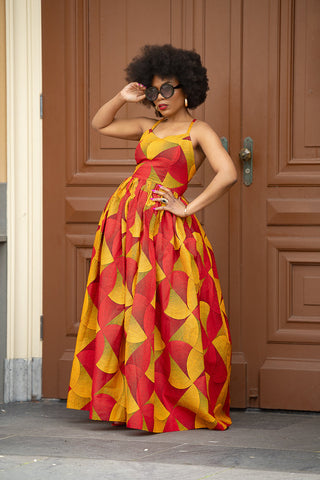 Palesa Orange And Red Dress Dresses