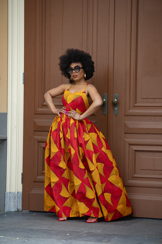 Palesa Orange And Red Dress Dresses