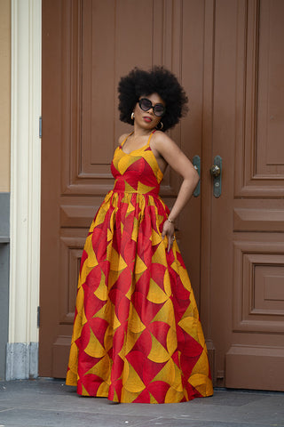 Palesa Orange And Red Dress Dresses
