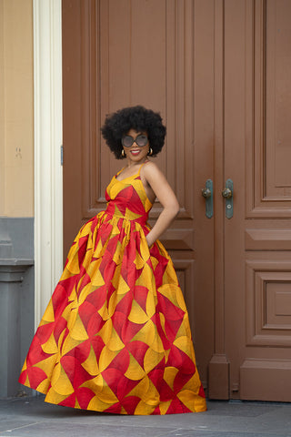 Palesa Orange And Red Dress Dresses
