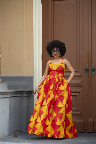 Palesa Orange And Red Dress Dresses