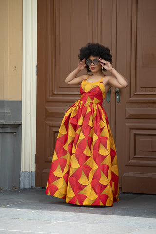 Palesa Orange And Red Dress Dresses