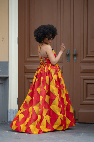 Palesa Orange And Red Dress Dresses