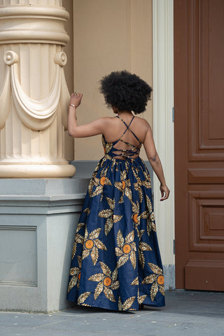 Palesa Navy Blue And Brown Dress Dresses