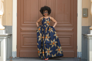 Palesa Navy Blue And Brown Dress Dresses