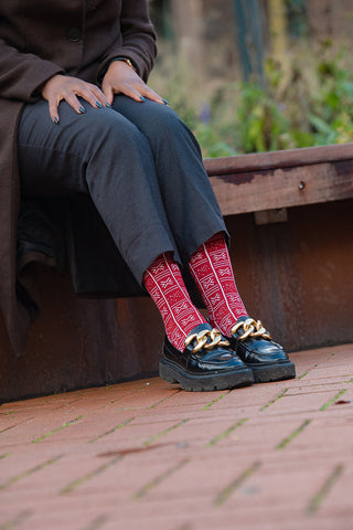 BENIN RED AND WHITE SOCKS UK 4-8/EU 36-41