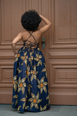 Palesa Navy Blue And Brown Dress Dresses