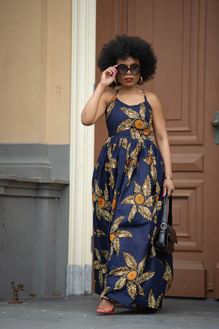 Palesa Navy Blue And Brown Dress Dresses