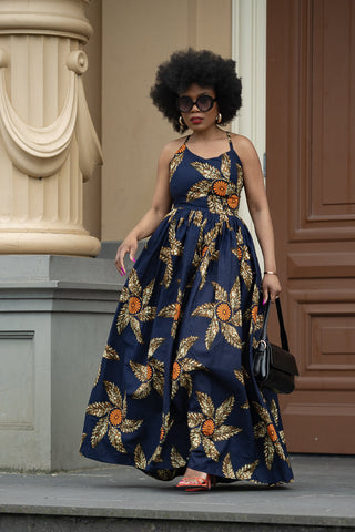 Palesa Navy Blue And Brown Dress Dresses