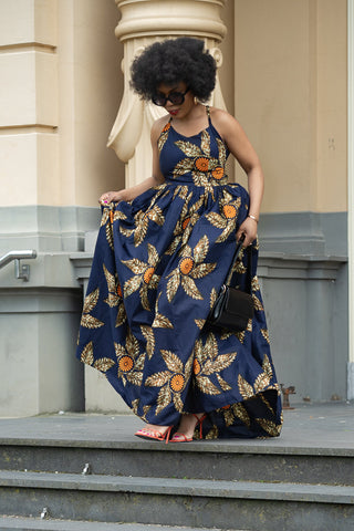 Palesa Navy Blue And Brown Dress Dresses