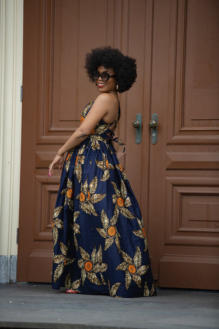 Palesa Navy Blue And Brown Dress Dresses
