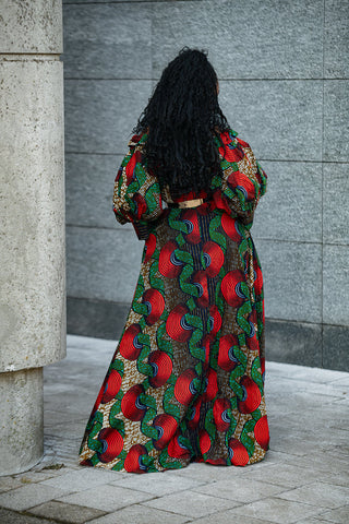 ANAN GREEN AND RED DRESS Clothing