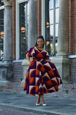 ADESUA PURPLE AND BROWN DRESS
