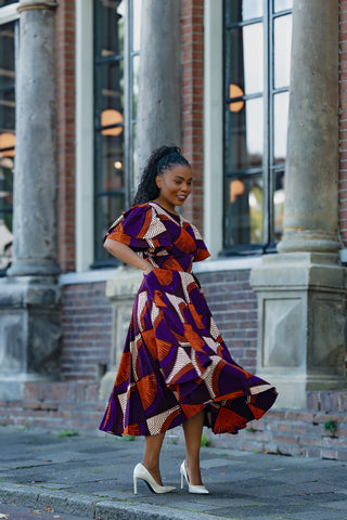 ADESUA PURPLE AND BROWN DRESS