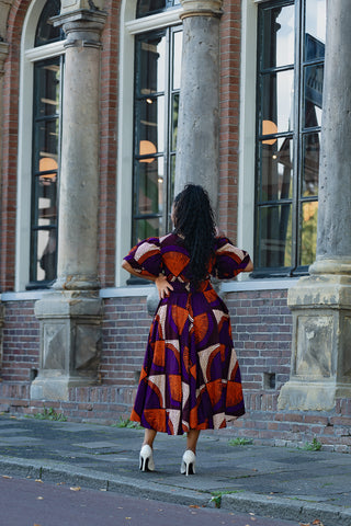 ADESUA PURPLE AND BROWN DRESS