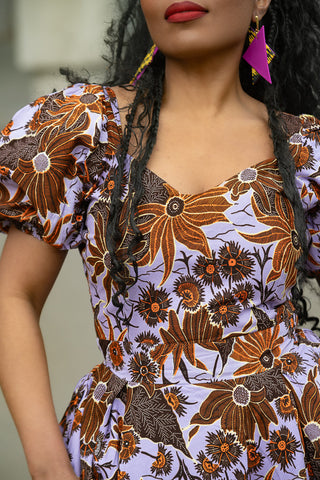 AYANDA LILAC AND BROWN MIDI DRESS Dresses