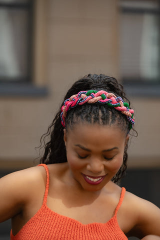 PEJU PINK BRAIDED HEADBAND HEADBANDS