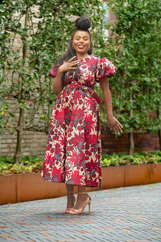 Fatima Red And Brown Dress Dresses