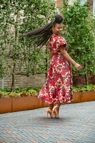 Fatima Red And Brown Dress Dresses