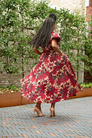 Fatima Red And Brown Dress Dresses