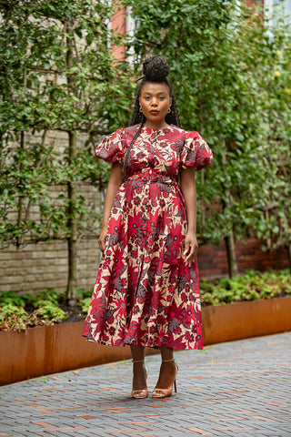 Fatima Red And Brown Dress Dresses