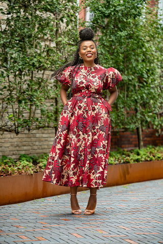 Fatima Red And Brown Dress Dresses