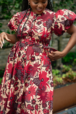 Fatima Red And Brown Dress Dresses