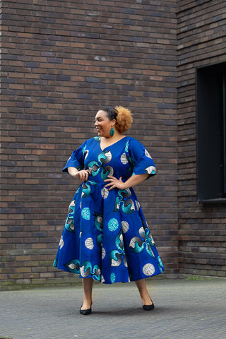 Anele Royal Blue Flared Dress Dresses