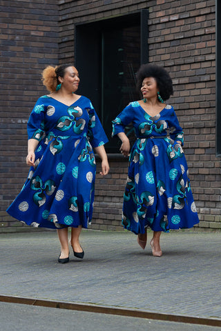 Anele Royal Blue Flared Dress Dresses