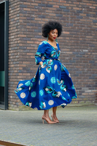 Anele Royal Blue Flared Dress Dresses