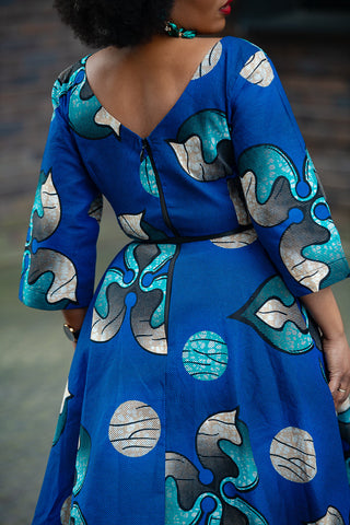Anele Royal Blue Flared Dress Dresses