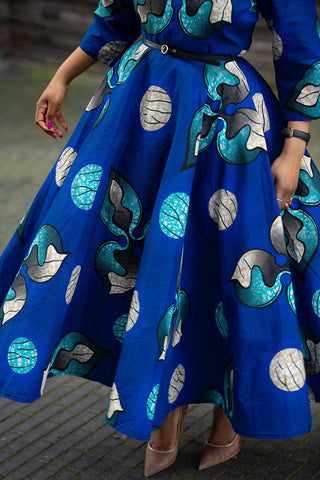 Anele Royal Blue Flared Dress Dresses