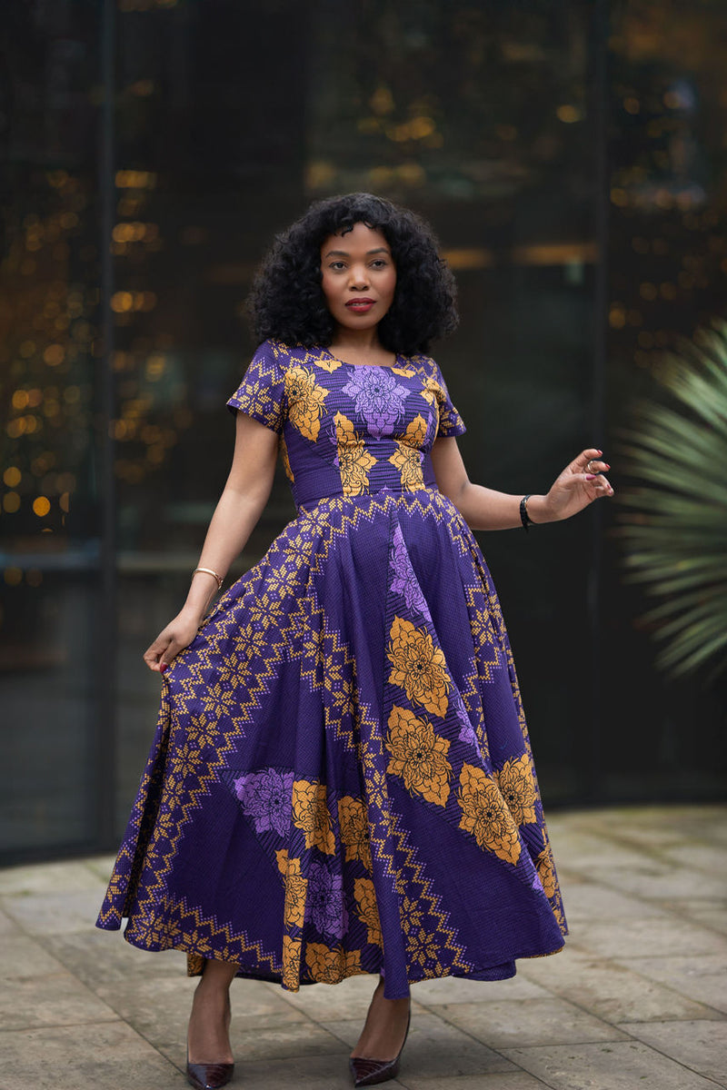Majesty Purple Ankara Dress