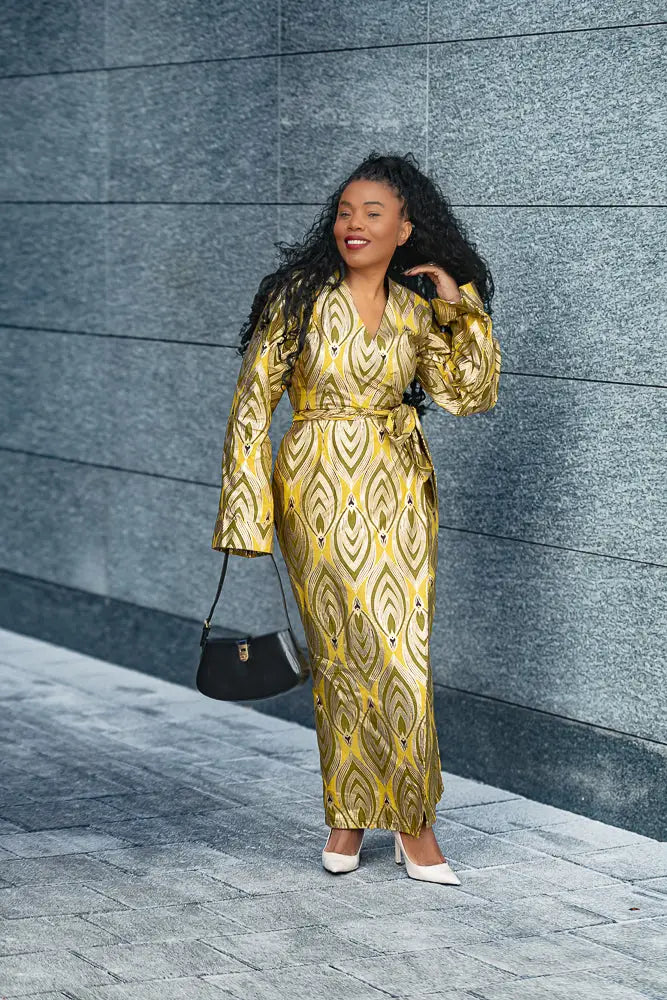EMELIA GOLD WRAP DRESS Dresses