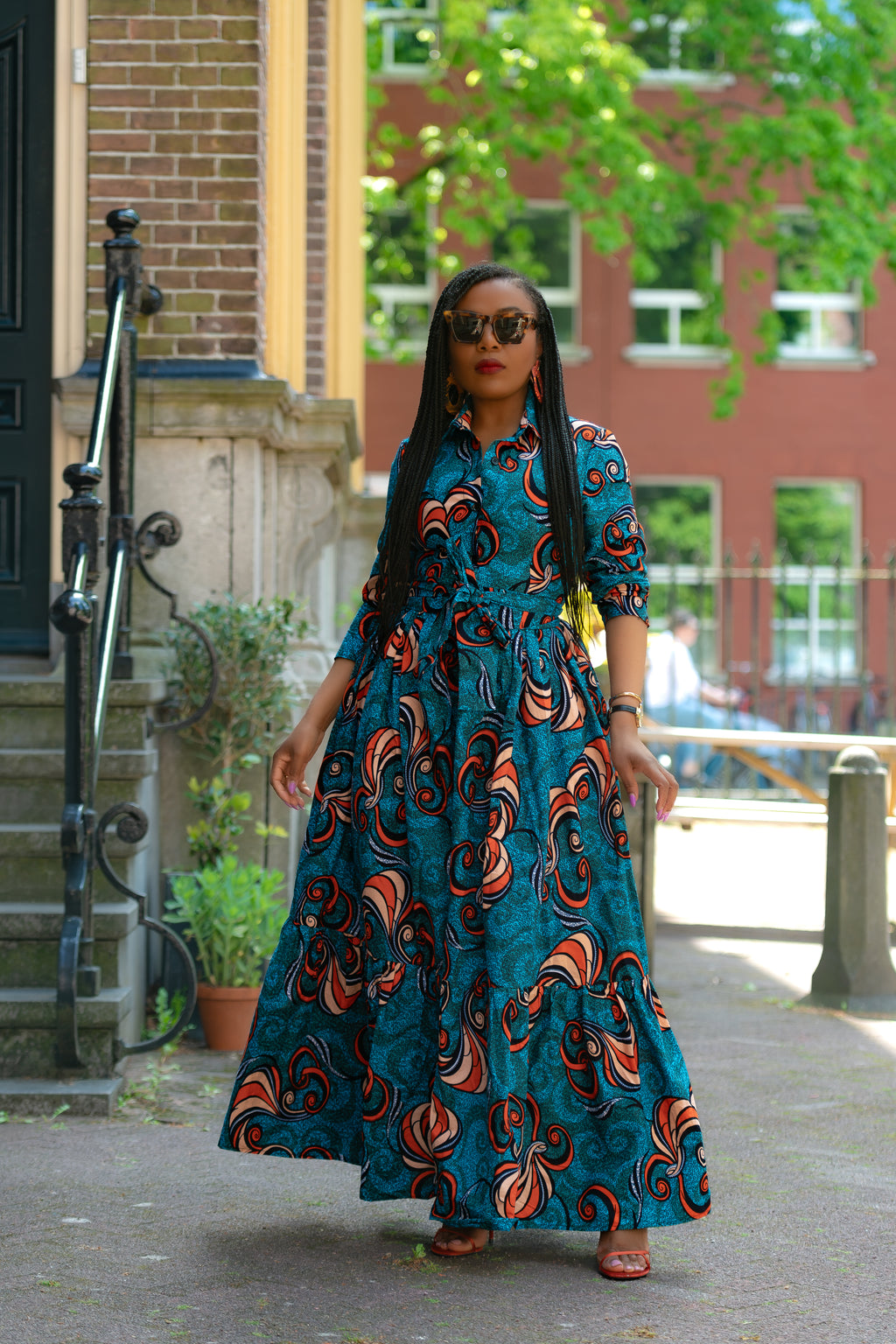 Nylah Blue and Orange Dress