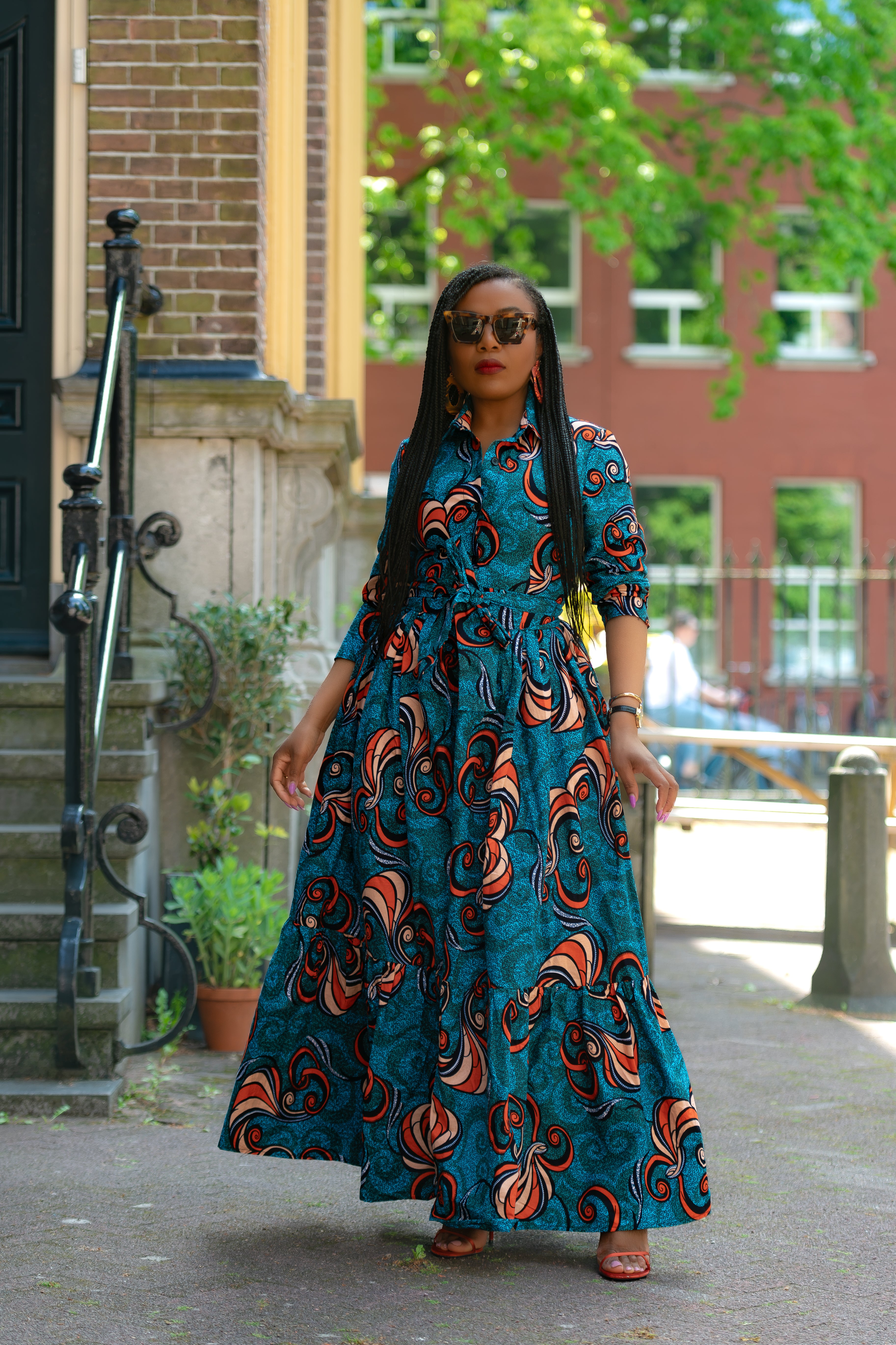 Nylah Blue and Orange Dress