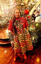 Aiyana Red and Gold Puffy Sleeve