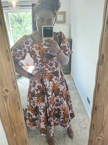 Ayanda Lilac and Brown Midi Dress