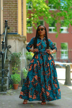 Nylah Blue and Orange Dress