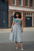 Dalia Black and Blue Ankara Midi Dress