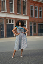 Dalia Black and Blue Ankara Midi Dress