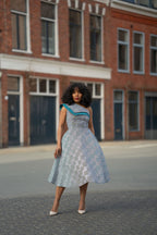 Dalia Black and Blue Ankara Midi Dress