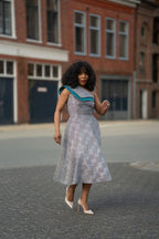 Dalia Black and Blue Ankara Midi Dress