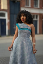 Dalia Black and Blue Ankara Midi Dress