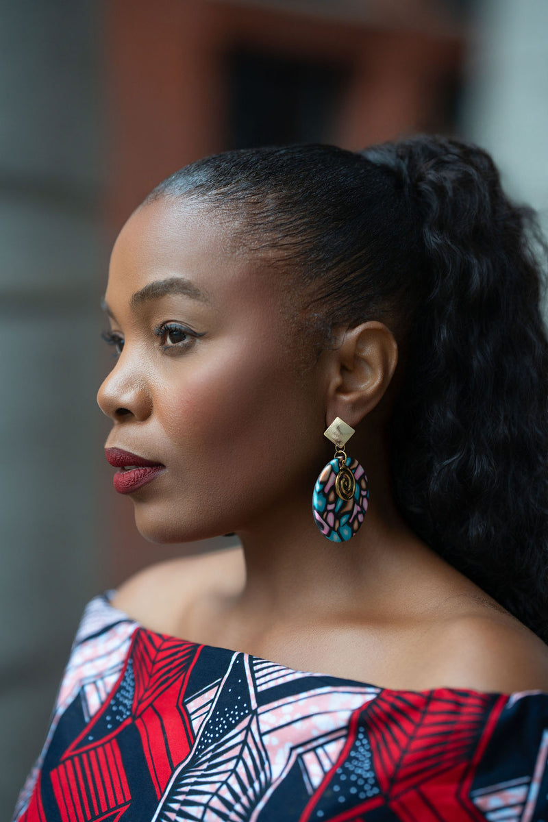 Oyin Red and Navy Earrings