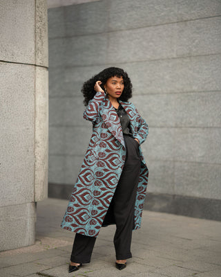 ZOLA GREEN AND BROWN DUSTER