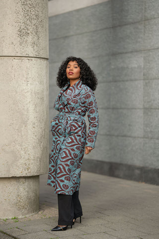 ZOLA GREEN AND BROWN DUSTER